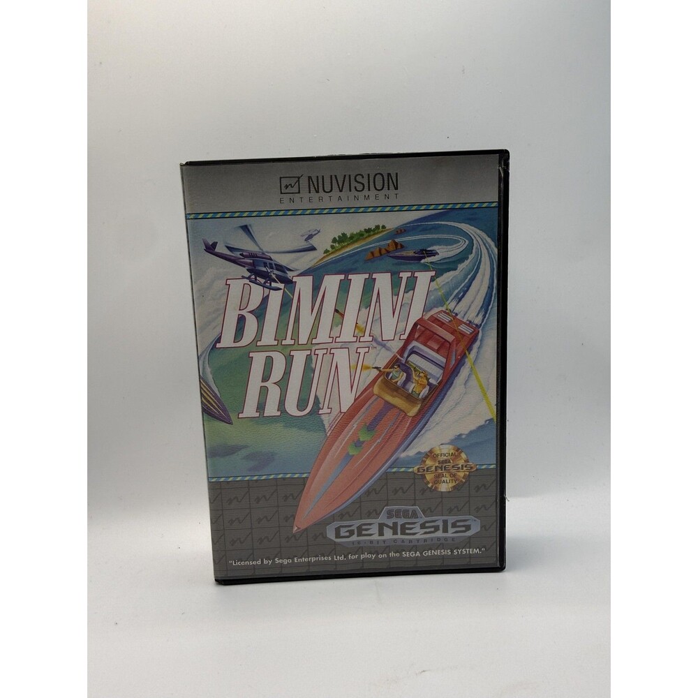 Bimini Run Sega Genesis Game Case Cart 1990 Nuvision Action Shooter Boat Combat